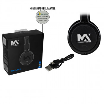 Headset Bluetooth com Microfone Dobravel com Rádio Fm e Aux
